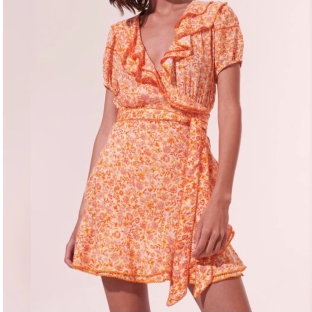 Poupette St. Barth Orange Floral Mini Dress